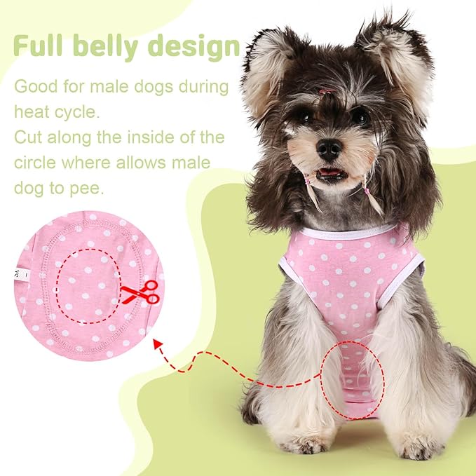 Etdane Dog Period Diapers Small Dog Period Suit Dog Sanitary Panties for Male Female Dogs Diaper Cover for Heat Pink Polka Dots/XL