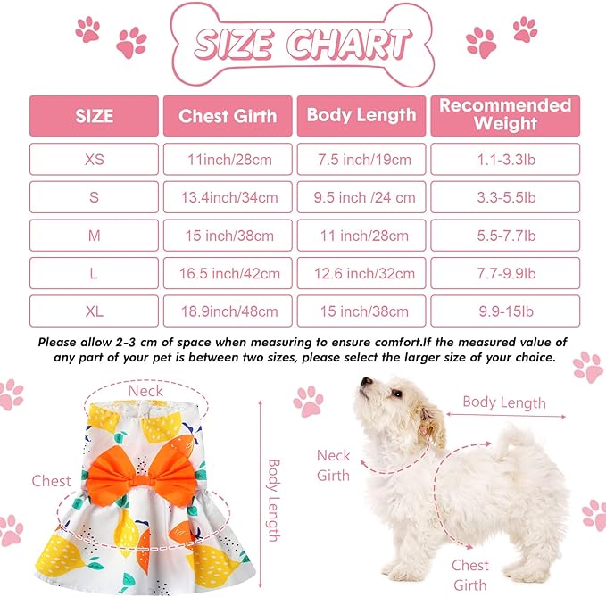 Saintrygo 5 Pieces Floral Dog Dress Cute Dog Skirt Pet Dresses Pet Clothes Dresses Cat Princess Bowknot Clothes Puppy Outfits for Yorkie Puppy Cat, 5 Styles(Cute Style,X-Small)