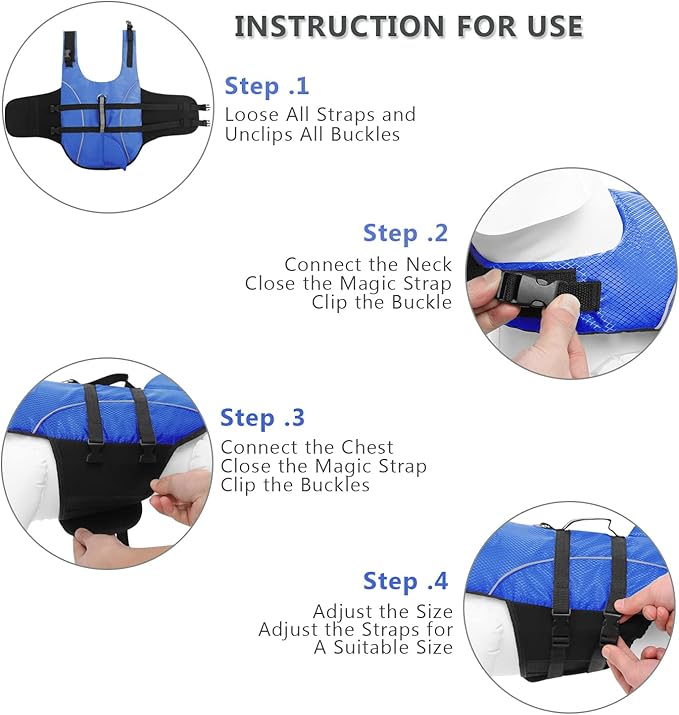 Queenmore Small Dog Life Jacket XXS, Puppy Life Jackets for Small Dogs, Little Dog Life Vest for Swimming/Boating, Cat Life Jacket/Life Vest, Lightweight Shark Pet Water Vest with Handle/Leash Hook