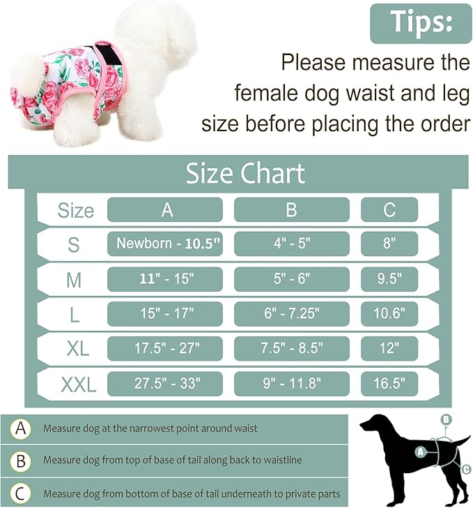 Dog Diapers Female- Premium Reusable Diapers for Doggie in Heat - Highly Absorbent Female Dog Diapers for Pet Incontinence with Adjustable Snaps Sunflower, S