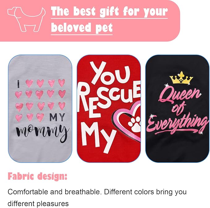 6 Pack Dog Clothes for Small Dogs Girl, Soft and Breathable Puppy Kitten Dog Shirts with Letters for Pet Cats, Summer Dogs' T-Shirts Apparel Sleeveless Vests for Chihuahua Yorkies (XS)