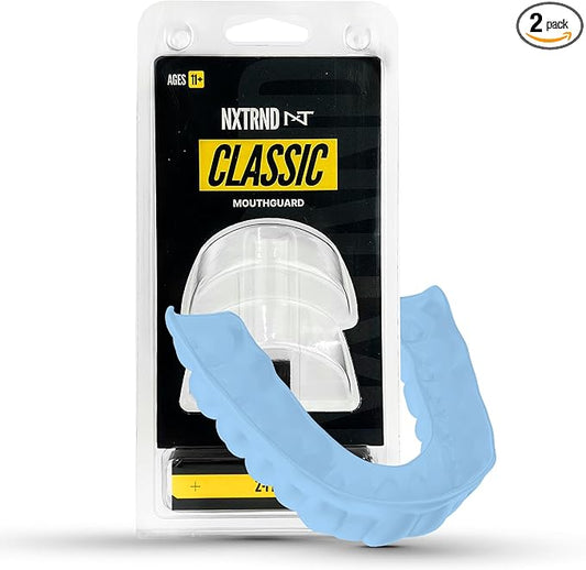 2 Pack Nxtrnd Classic Mouthguard, Custom Fit Sports Mouthpiece for Football, Boxing, MMA, Basketball, Hockey, Lacrosse, Youth & Adult (Columbia Blue)
