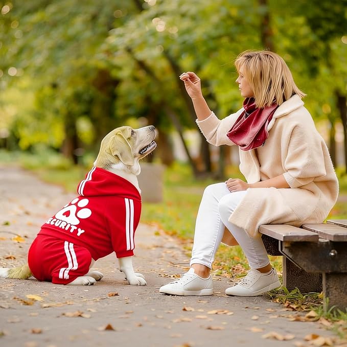Dog Hoodie Security Clothes 4 Legs Jumpsuit Sweatshirt Hoodies Soft & Warm Dog Outfit Pullover Dog Winter Clothes Sweater for Small Medium Large Dogs Cats (Red, X-Large)