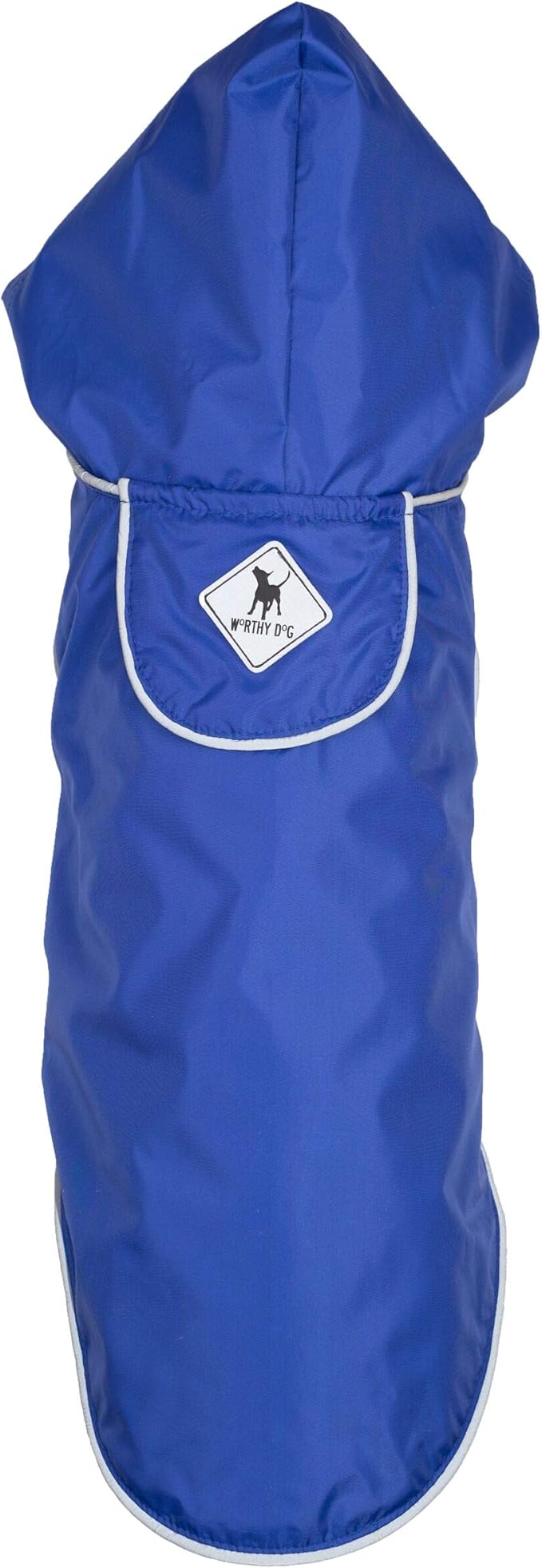 THE WORTHY DOG Seattle Slicker Dog Rain Jacket – Lightweight Water-Resistant Coat with Reflective Trim, Adjustable Fit, Hood Drawcord & Covered Harness Hole - Blue, X-Small