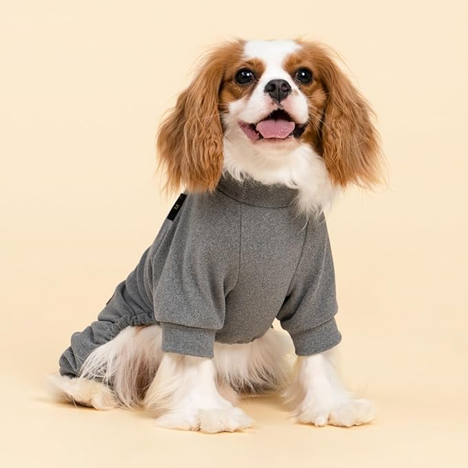 Fitwarm 2 Pack Lightweight Fleece Dog Pajamas, Warm Winter Clothes for Small Dogs Boy Girl, Cozy Pet Onesie with Feet, Dark Gray, Light Gray, Small