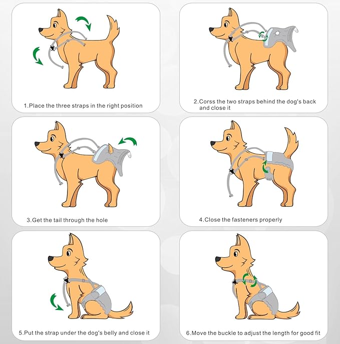 Idepet Female Dog Diapers with Suspender Detachable, 3 Pack Washable Reusable Girl Doggie Diapers for Small Medium Female Dog in Heat Period Cycle Urinary Incontinence Training S