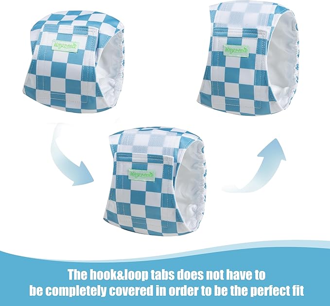 wegreeco Small Dog Diapers Male,Reusable Belly Bands for Male Dogs,Washable Doggie Puppy Male Diapers Wraps,Medium Large Size (5 Pack Large, Blue Coffee Checkerboard)
