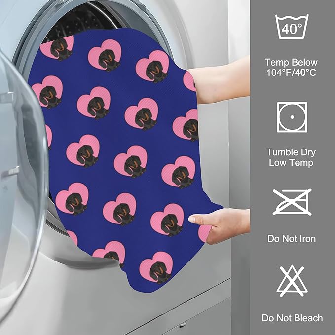 Dachshund Dog Hand Towel Set,Valentine's Day Pink Heart Hand Towels for Bathroom 2 Pack Soft Absorbent Decorative Dish Towel for Kitchen Sports Gym Yoga Home Decor 14 x 28 in