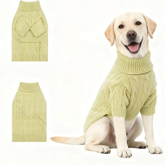 Small/Medium Dog Sweater, Warm Dog Winter Coat w/Sleeves, Comfortable High Neck Premium Dog Clothes for Labrador-Best for Holidays, Daily Walks XL Light Green
