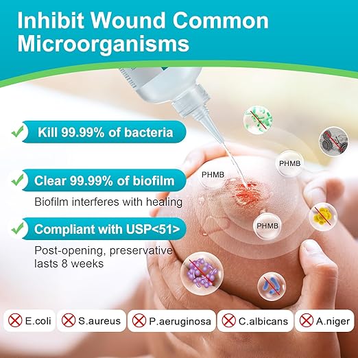Dimora Skin and Wound Cleanser, OTC First Aid Antiseptic Cleanser,Moistening Absorbent Antibacterial Wound Dressings for Cuts, Abrasions, Lacerations, Burns, Skin Cleansing and Rinsing -2×8oz (16oz)