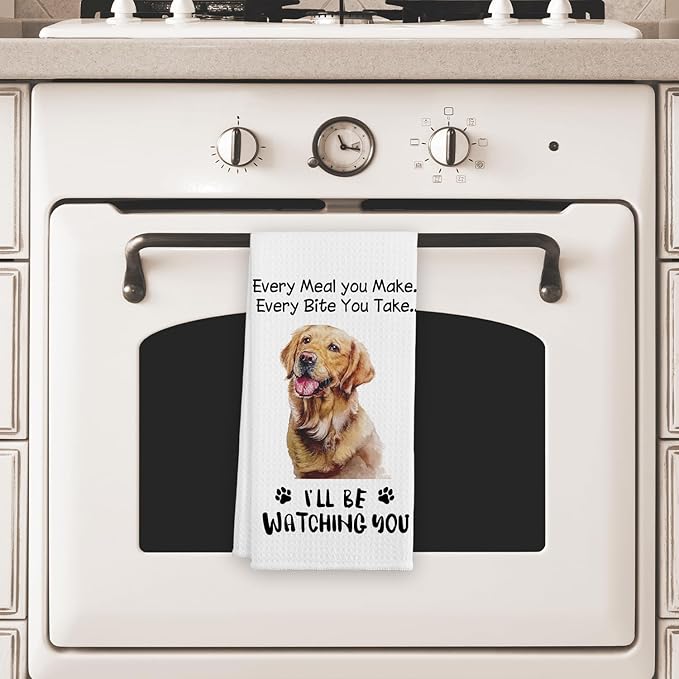 Funny Golden Retriever Kitchen Towels Decorative, Dog Funny Hand Towels, Dog Lovers Gifts for Women, Every Meal You Make Every Bite You Take Bath Decor and Accessories, 16x24 Inches