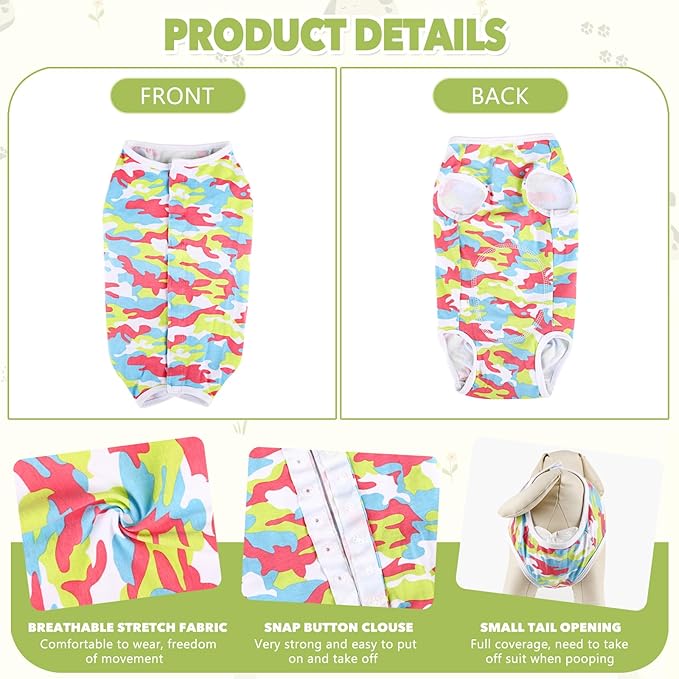 Dog Diapers Suit Period Onesie Fit for Small Medium Dogs Female Dog Sanitary Panties Male Dog Heat Diapers Cover Camo/Medium