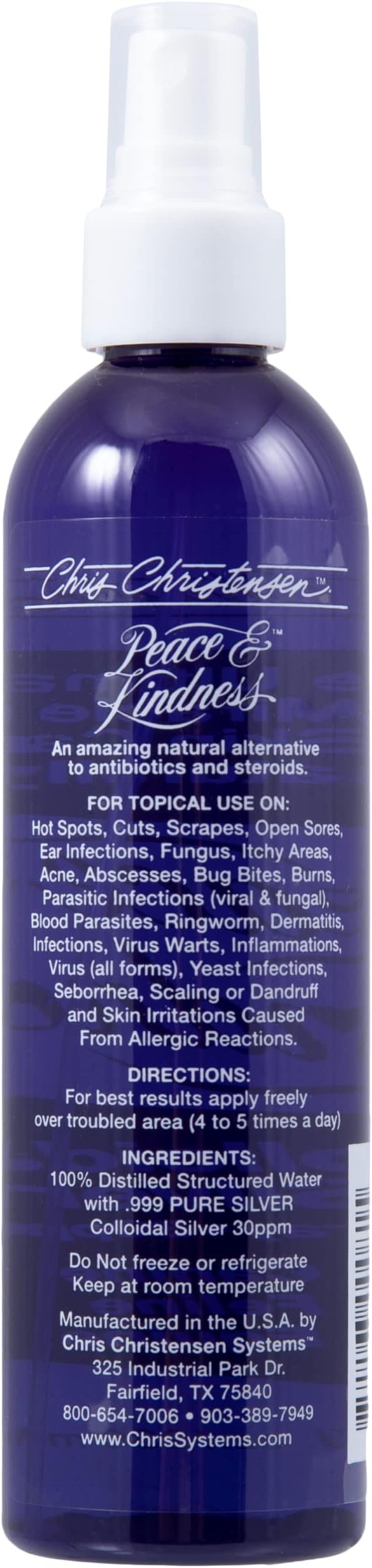Chris Christensen Peace & Kindness Topical Skin Spray, Groom Like a Professional, All Natural Alternative, Heals Variety of Skin Problems, Safe on Dogs, Cats, and Horses, Made in USA, 8 oz Spray