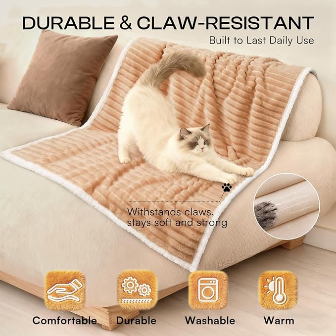 Luciphia Waterproof Dog Blanket for Large Dogs Ultra-Soft Calming Cut Pile Flannel Throw Durable & Warm Furniture Protection for Couch Bed Pet Human Blanket Machine Washable Warm Caramel,XL(85''x57'')