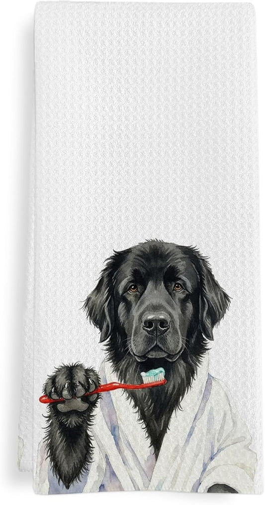 Funny Newfoundland Dog Gifts Bathroom Hand Towel, Newfoundland Dog Hand Towel for Bathroom Kitchen Washroom Decor, Funny Dogs Lover Gifts Dish Tea Towels, 16x24 Inch