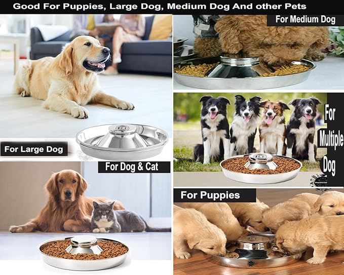 Puppy Bowls for Litter, 3 Puppy Food Bowl, Stainless Steel Puppy Feeding Bowls, Puppy Mush Bowl,11.5'', Food Feeding Puppy Weaning Bowl for Small Medium Large Pets, Puppy Feeder Bowl, Puppy Saucer