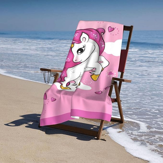 Cute Unicorn Beach Towel for Kids/Girls/Toddler/Baby, Personalized Microfiber Beach Towels Bulk, Quick Dry Beach Towel for Pool, Lightweight Bath Towels Oversized Clearance 30"x 60"