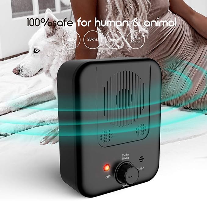 Ultrasonic Dog Bark Deterrent Devices-Anti Barking Device with Auto Sound Sensor, 3 Adjustable Sensitivity&IPX4 Waterproof,USB Rechargeable for Small/Medium/Large Dogs (15-30kHz)