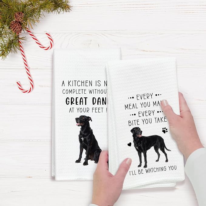 Funny Great Dane Dish Towels for Kitchen Sets of 2, Gifts for Dog Lover, Drying Cloth Tea Towel Hand Towels for Cooking Baking Bathroom Decor, 16 x 24 Inch -18