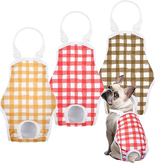 3 Pack Washable Female Dog Diaper with Adjustable Suspender, Reusable Doggie Period Panties for Heat, Fixed Onesie for Active Dogs, Absorbent Leakproof XS
