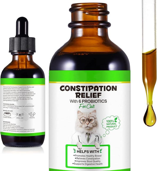 Cat Constipation Relief, Liquid Cat Laxative 60 ml, Stool Softener Pet Herbal Supplements, Promotes Digestive Health, Roast Chicken Flavour, 2 fl oz