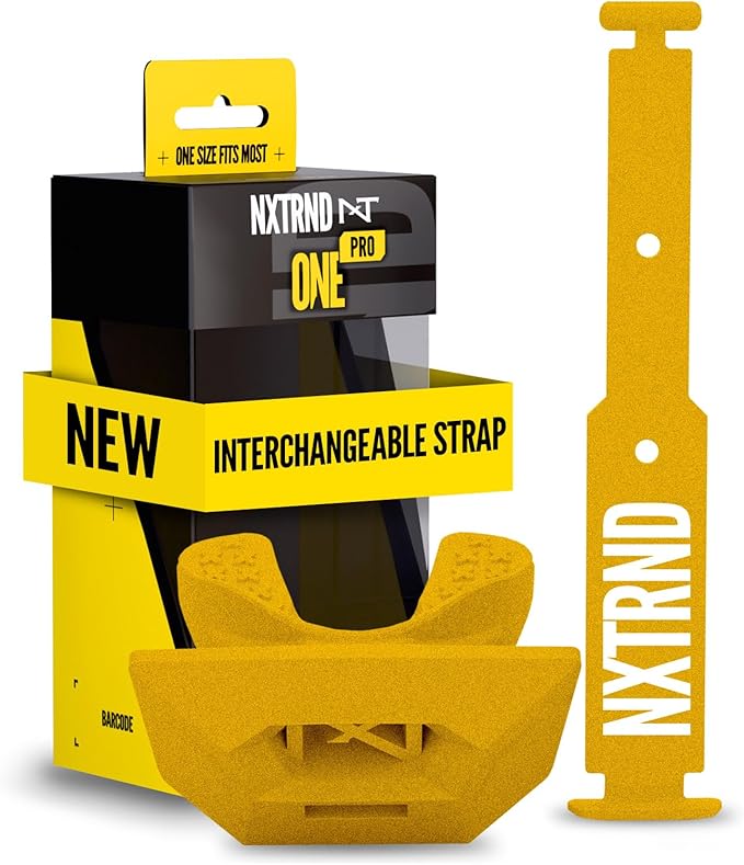Nxtrnd One Pro Football Mouth Guard, Interchangeable Strap, Fits Adult & Youth (Gold)
