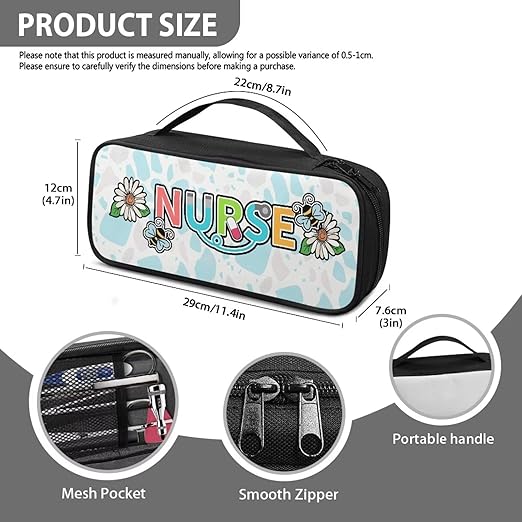 Gomyblomy Stethoscope Case with Extra Room for Nursing Accessories Bee Daisy Nurse Print Portable Stethoscope Holder Storage Bag with Handle for Nurses and Doctors, Universal Fit