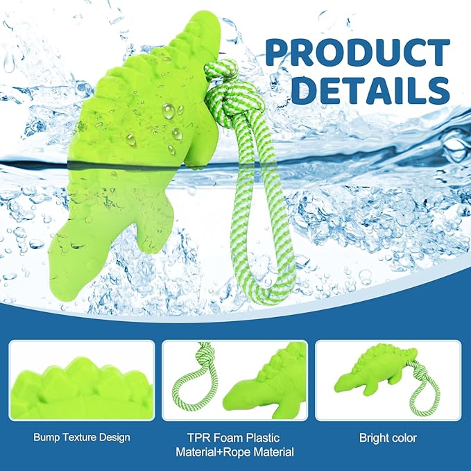 Floating Toy for Aggressive Chewers - Interactive Fetch & Play Dog Beach Toy Set: Shark + Dino