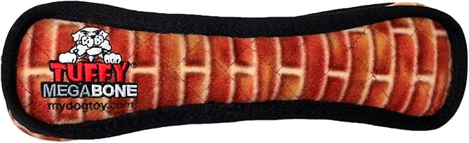 TUFFY - World's Tuffest Soft Dog Toy - MEGA -Multiple Layers. Made Durable, Strong & Tough. Interactive Play (Tug, Toss & Fetch). Machine Washable & Floats (Bone Brick, Large)