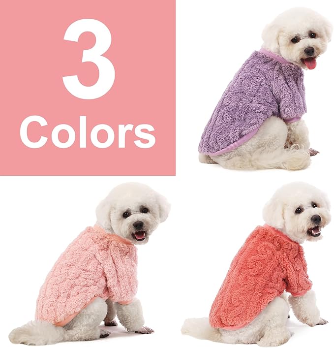Dog Sweater, 3 Pack Dog Sweaters for Small Dogs or Cats, Girl or Boy, Warm Dog Clothes Shirt Coat for Winter Christmas (Pink, Purple, Rose Red, XX-Small)
