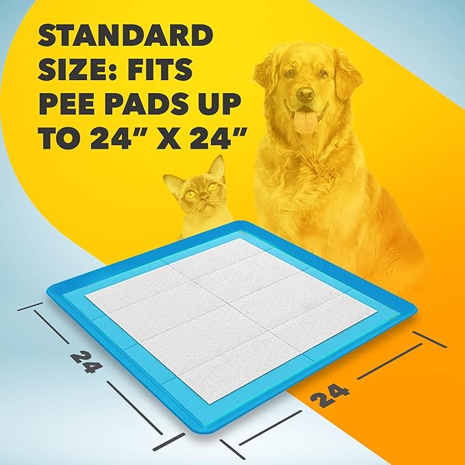 TidyFriend 2 Pack Dog Pee Pad Holder Tray - Fits Up to 24” x 24” Pee Pad Holder for Dogs - Stable Grip, Raised Edges, Quick-Wipe Silicone Surface Dog Pad Holder for Indoor (Dark Blue)