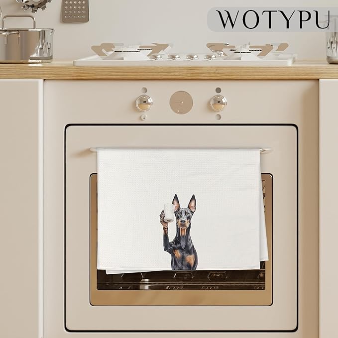 Funny Doberman Gifts Bathroom Hand Towels, Doberman Dog Lovers Gifts Decorative Hand Towels for Kids Guest Bathroom Washroom Half Bath, 16X24 Inch