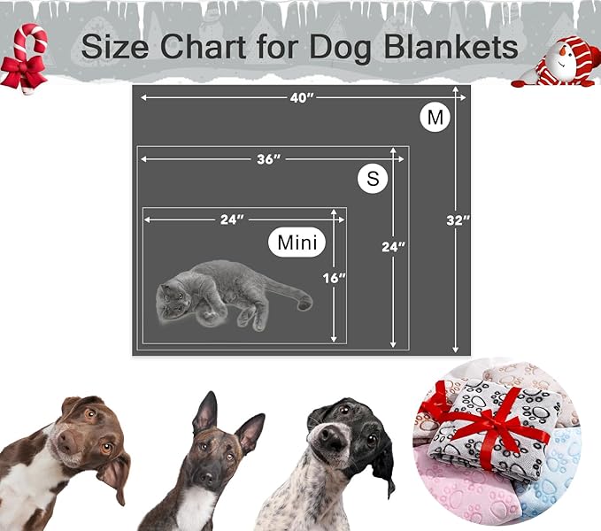 Stuffed 3 Pcs Soft Dog Blankets for Small Dogs Newborn, Washable Puppy Blanket for Cat Kitten Essentials, 24 * 16 Inches, Grey Cute Paw Print