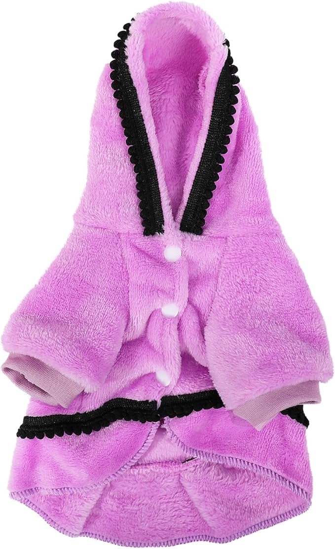 Winter Dog Dress for Small Dogs Girl Puppy Sweater Dog Sweaters Fleece Warm Puppy Dresses with Leash Hole Cute Pink Clothes Bowtie Chihuahua Sweaters Pet Doggie Oufit (Purple, Small)