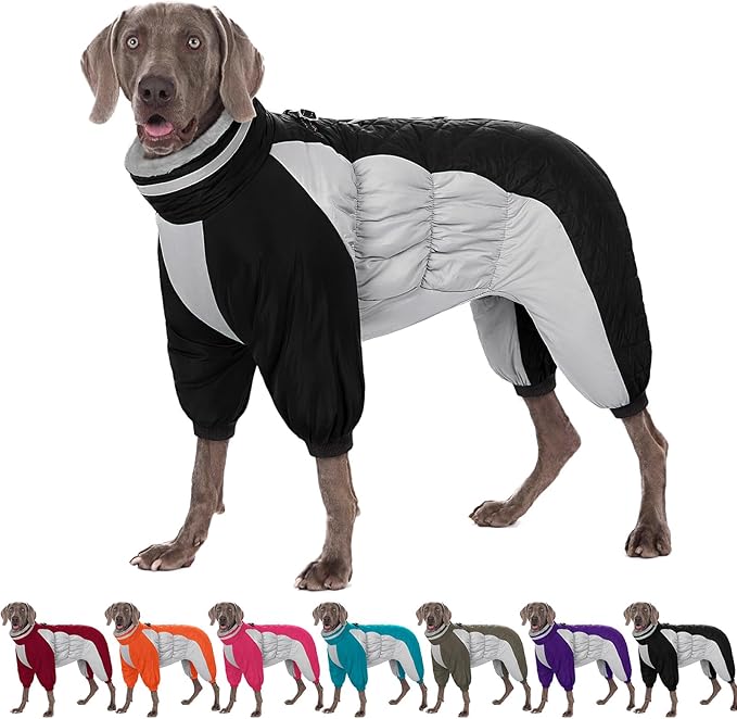 AOFITEE Large Dog Coat Warm Dog Jacket for Winter, Dogs Winter Coat with Harness Built in, Reflective Turtleneck Dogs Puffer Jacket Snowsuit, Full Body Fleece Coats for Small Medium Large Pet, XXXL