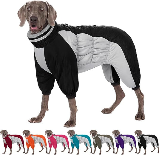 AOFITEE Large Dog Coat Warm Dog Jacket for Winter, Dogs Winter Coat with Harness Built in, Reflective Turtleneck Dogs Puffer Jacket Snowsuit, Full Body Fleece Coats for Small Medium Large Pet, XL