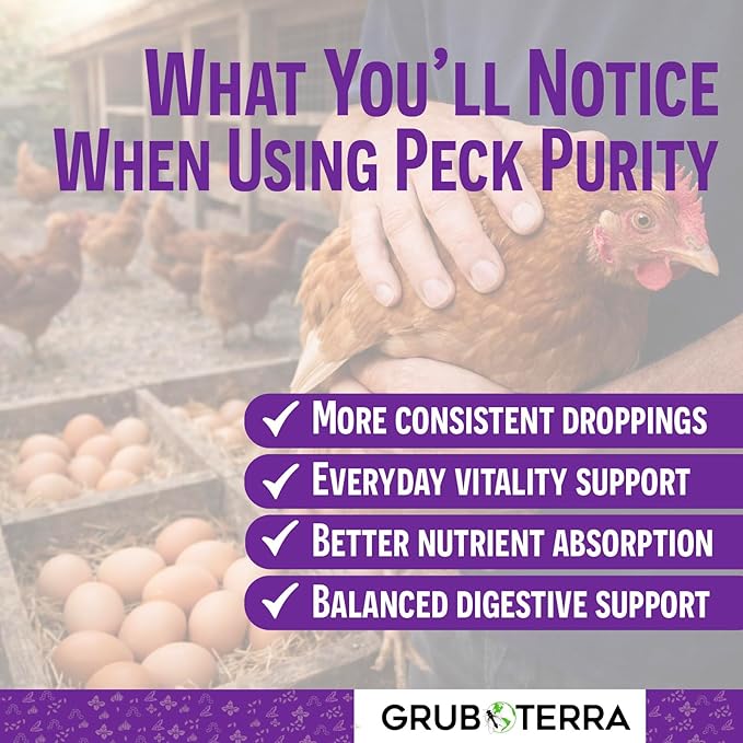 PeckPurity Natural Chicken Herbal Supplement Dewormer – Daily Gut Support with Diatomaceous Earth & Yucca Extract – for Hens, Chicks & Wild Birds – Plant-Based Digestive Health Blend – USA (1 LB)