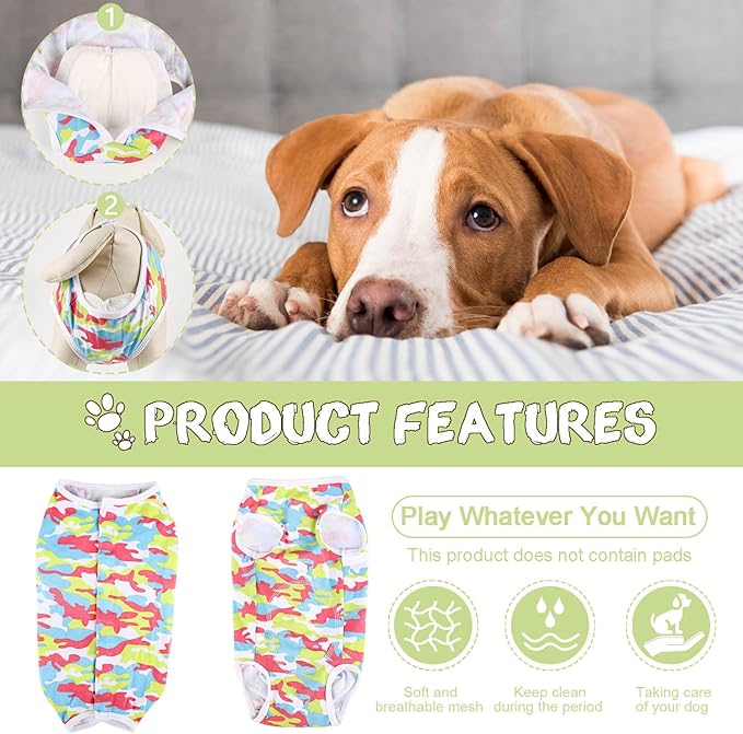Etdane Dog Diapers Sanitary Panties Pet Period Onesie for Female Male Dogs Camouflage/XL