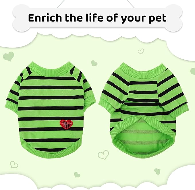 Dog Shirts for Medium Dogs, Striped T-Shirts Dog Vest Pet Apparel Tee Shirts Spring Summer Suitable for Small and Medium Large Pets French Bulldog Bichon, Green M