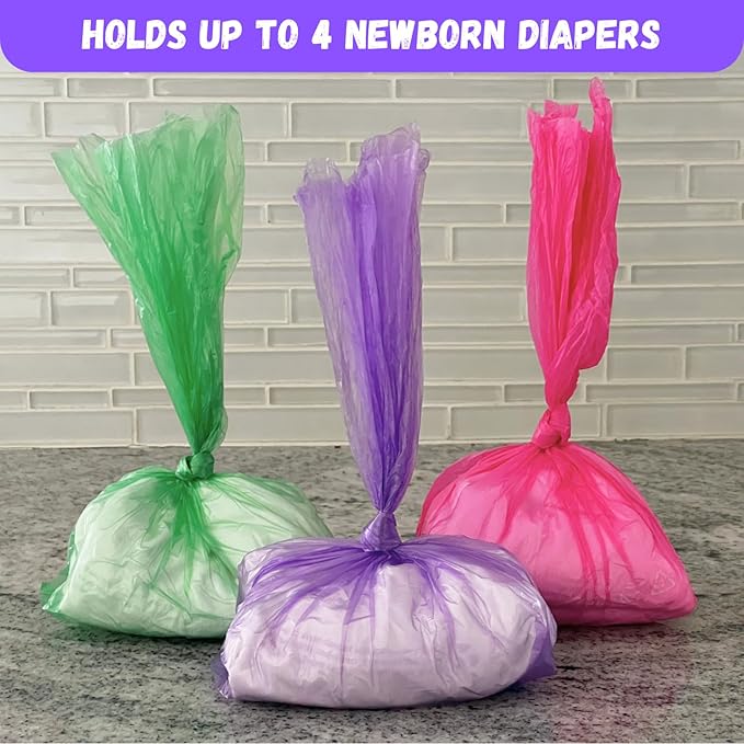 Baby Diaper Bag Disposable Refill 8 Rolls (104 Diaper Sacks) Dog Poop Waste Bags Cat Litter Clump & Poop Bags Sanitary Pad Waste Bags (8 Rolls, Unscented)