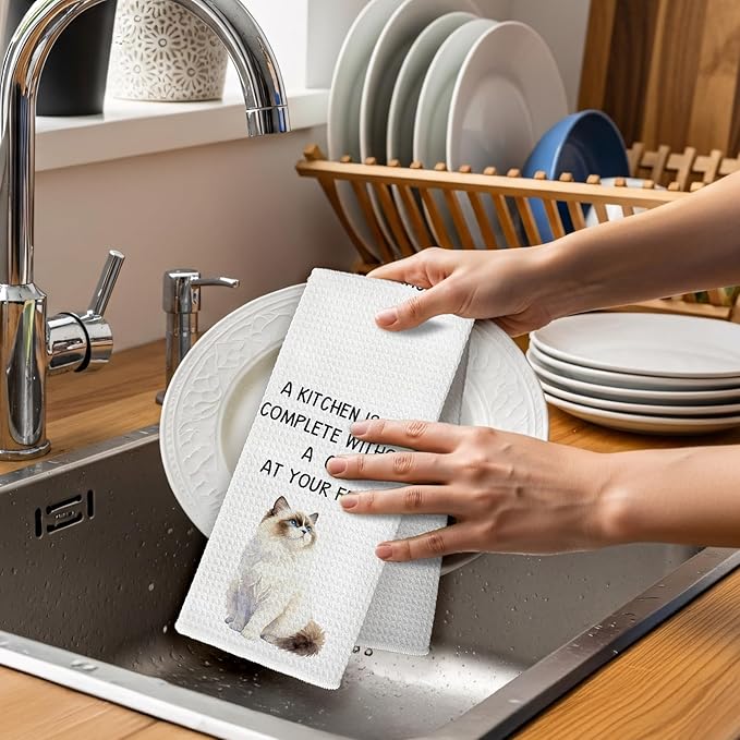 Gifts for Ragdoll Cat Lovers Kitchen Towels Set of 2, Ragdoll Cat Gifts Hand Towel, Every Meal You Make RagdollCat Decorative Tea Dish Towels for Kitchen, FunnyCat Kitchens Decor, 16x24in