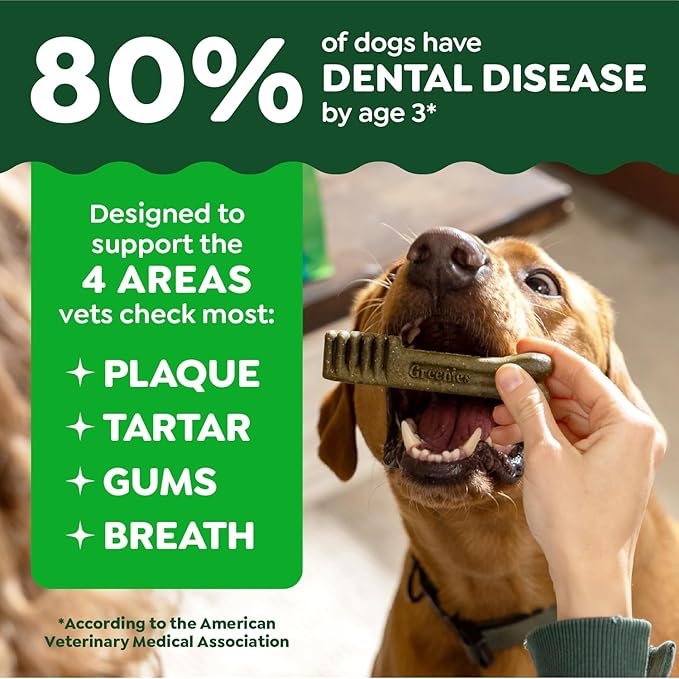 Greenies Dental Treats for Dogs, Veterinarian-Recommended Aging Care Adult Natural Dental Dog Treats, Regular Size, 27 oz. Pack, 27 Count