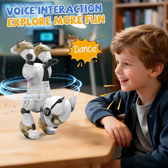 Robot Dog for Kids, Remote Control Dog with Voice Touch Interaction and lmitation Show, Programmable Gesture Sensing Dog Robot, Singing, Dancing, Talking, Smart Stunt Robot Dog Toy Gift for Boys Girls