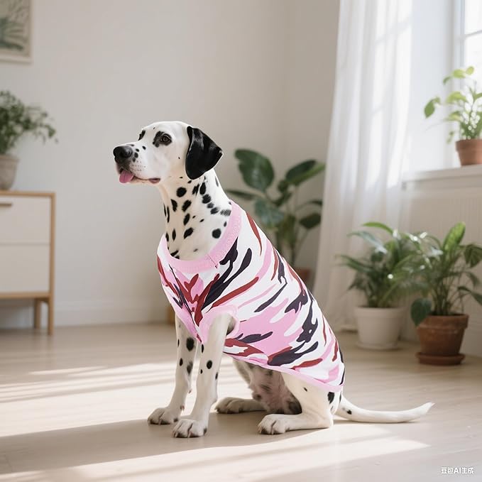 Dog Shirts Camo for Medium Dog Girl Female Pink Purple Sleeveless Tank Top Tee Clothes Vest Soft Light Weight Stretchable Pack of 2 M