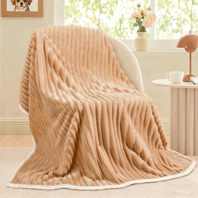 Luciphia Waterproof Dog Blanket for Medium Large Dogs Ultra-Soft Calming Cut Pile Flannel Throw Durable & Warm Furniture Protection for Couch Car Pet Blanket Machine Washable Warm Caramel,M(57''x40'')