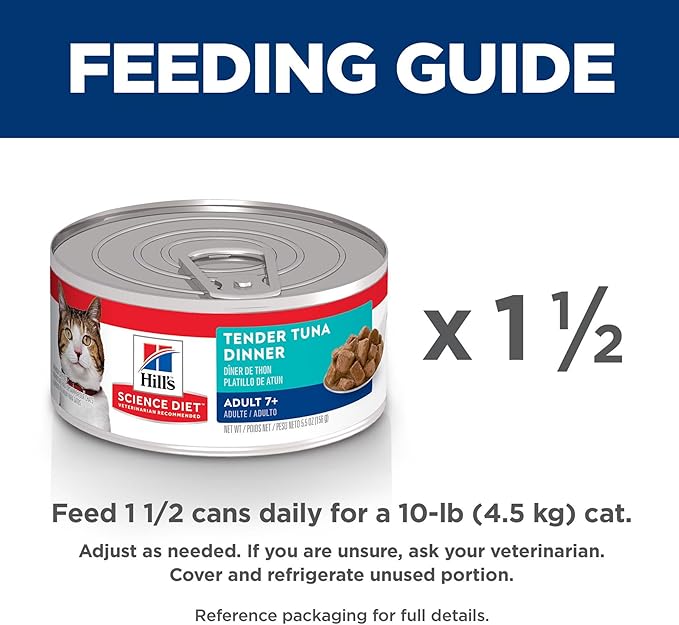 Hill's Science Diet Adult 7+ Wet Cat Food, Tuna Stew, 5.5 oz. Cans, 24-Pack