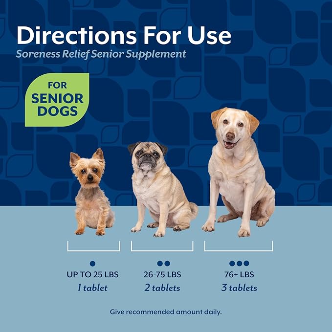 NaturVet Soreness Relief Senior Supplements for Dogs, Hickory Smoked Bacon Flavor, 60 Chewable Tablets