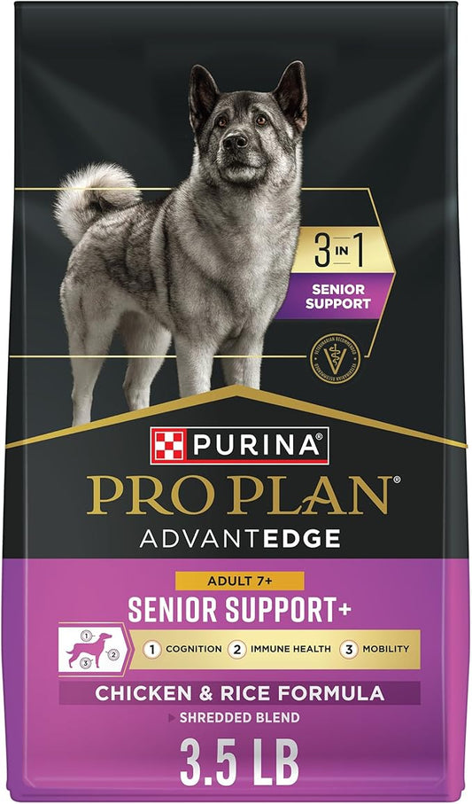 Purina Pro Plan AdvantEDGE Senior Support Plus Shredded Blend Chicken and Rice Formula Dry Dog Food - 3.5 lb. Bag