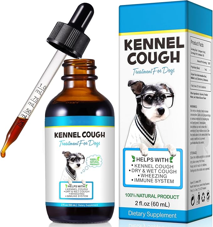 Kennel Cough for Dogs- Kennel Cough Treatment, Natural Cough Supplement for Dogs, Gentle Dog Congestion Relief, Liquid Dog Allergy Relief