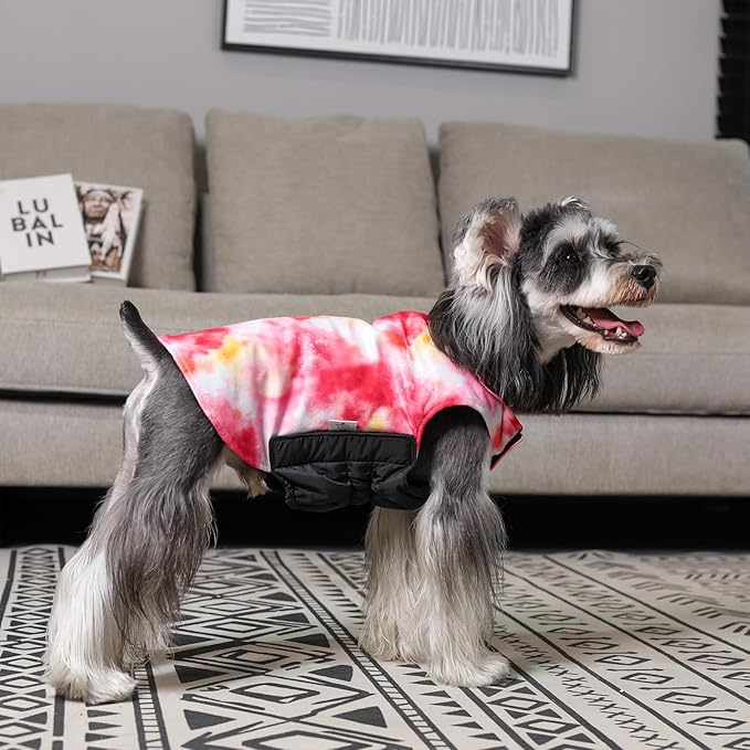 CuteBone Winter Dog Coat - Waterproof Windproof Reversible Vest, Thick Adjustable Cold Weather Jacket for Small Medium Large Dogs, Soft with Leash Hole GMF29L